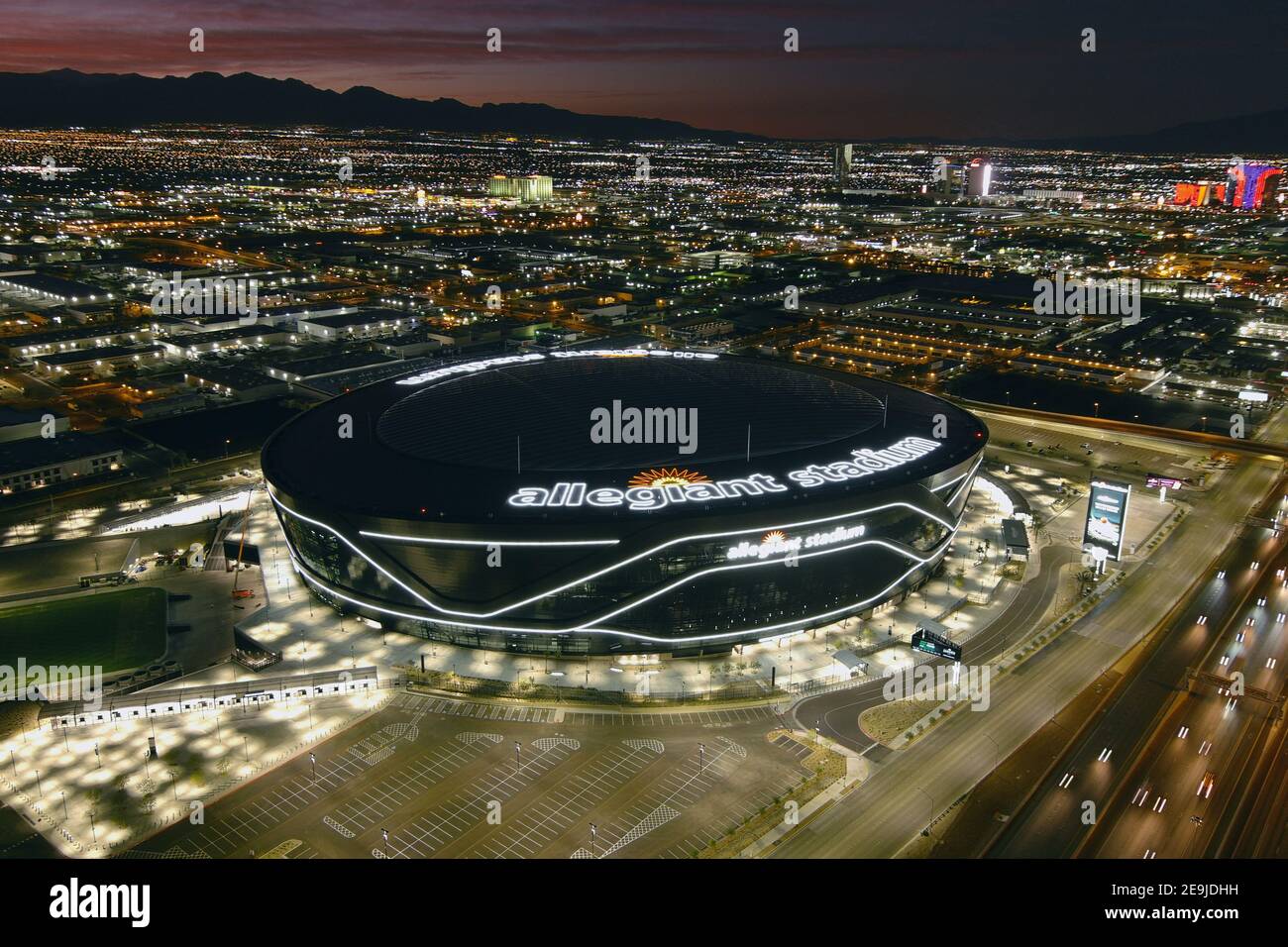 An aerial view of Allegiant Stadium, Wednesday, Feb. 3, 2021, in Las ...