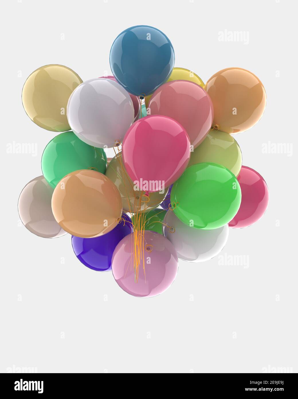 A bunch of balloons isolated on background. 3d rendering illustration