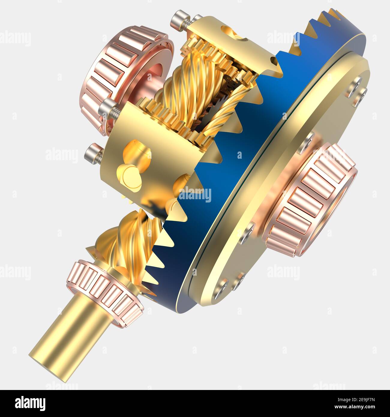 Transmission cog wheels isolated on background. 3d rendering - illustration Stock Photo