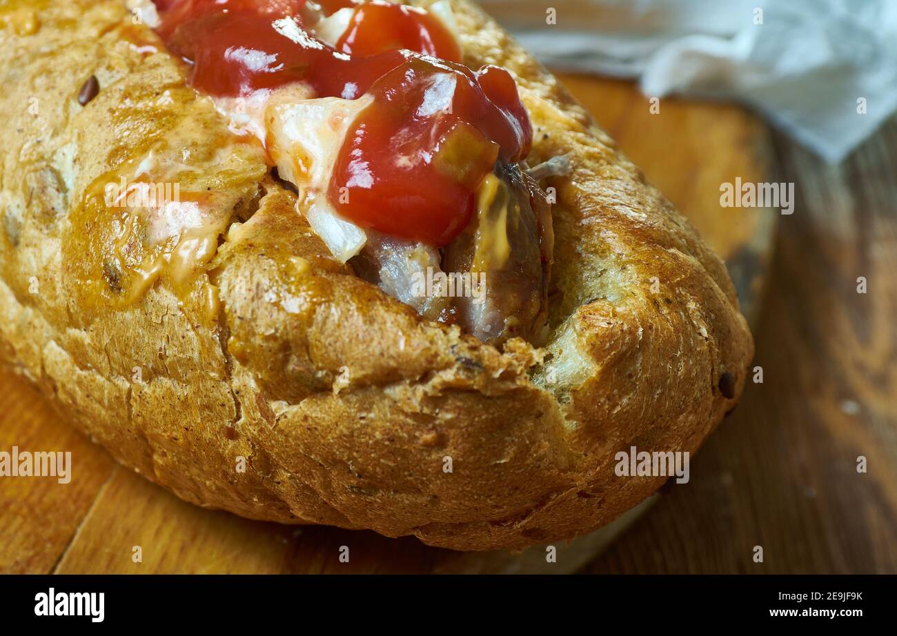 Sanduiche de pernil brisket sandwich, typical portuguese take on a