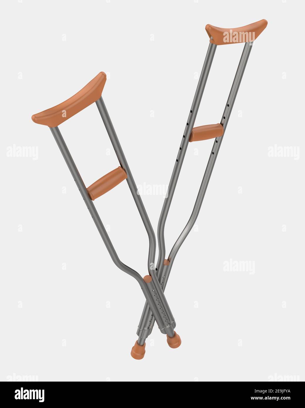 Crutches isolated on background. 3d rendering - illustration Stock