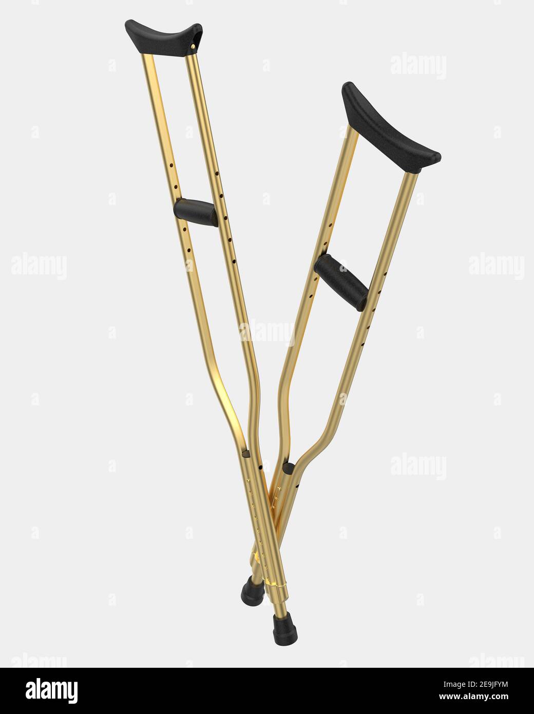 Crutches isolated on background. 3d rendering - illustration Stock