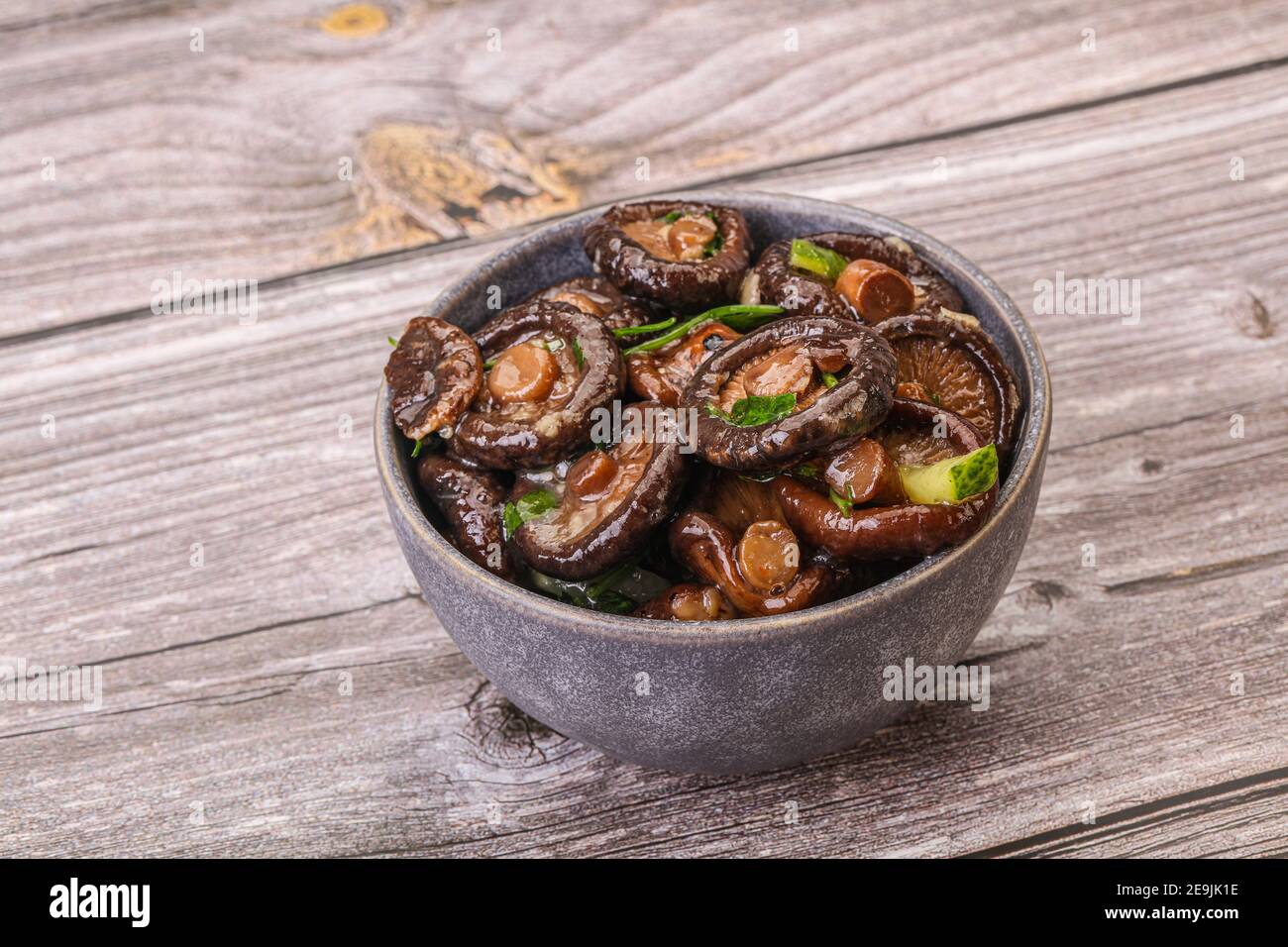 Marinated shiitake mushrooms with herbs and spices Stock Photo Alamy