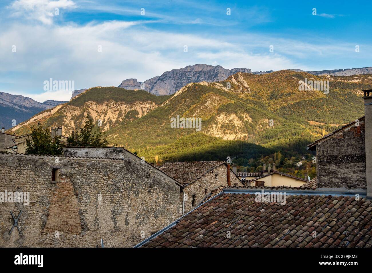 Cityscape of Die, Chatillon en Diois in Vercors Natural Regional Park, Diois, Drome, France in Europe Stock Photo