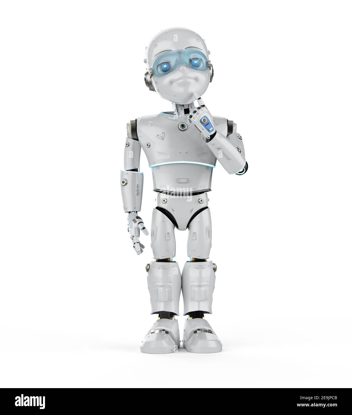 Ai Robot In Action 3d Rendered Computing Or Analysis On A White