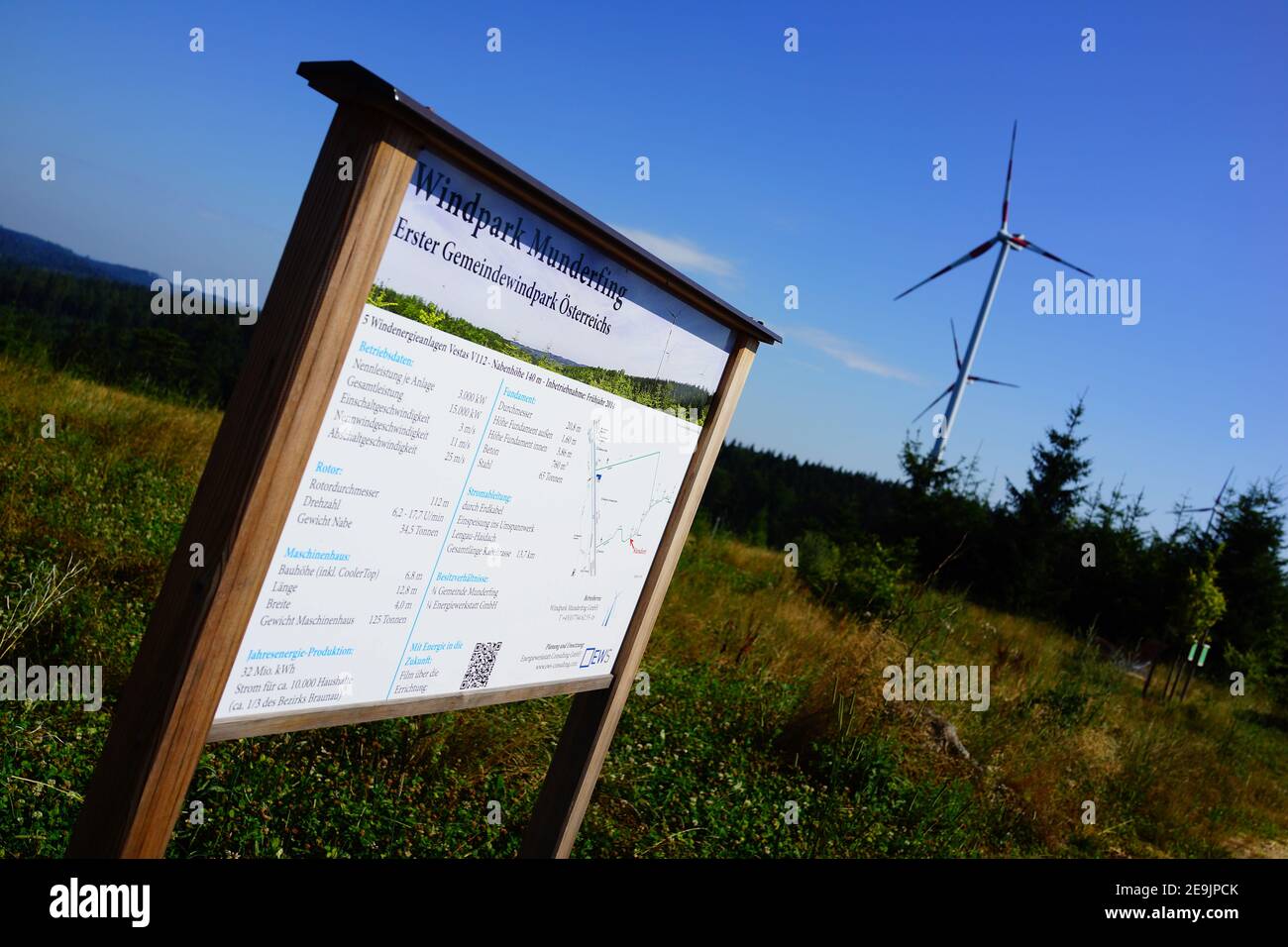 munderfing, austria, 15 aug 2015, vestas wind power plant in the upper austrian forest kobernausser wald Stock Photo