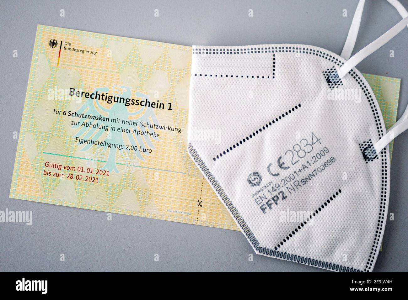 Authorization certificates for FFP2 masks from the Federal Government of Germany Stock Photo