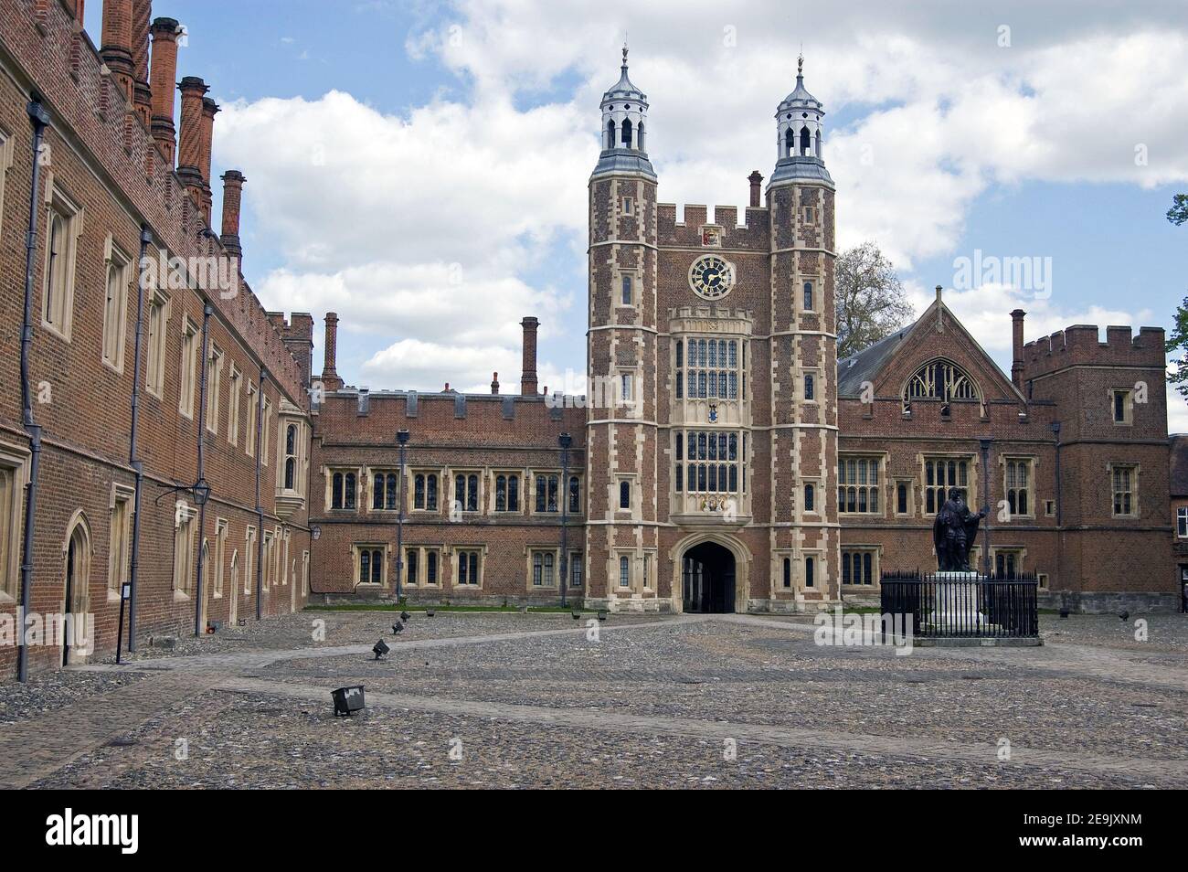 The imposing quadrangle at the historic Eton College, Windsor, Berkshire. Lupton's Tower in the centre dates from Tudor times. Stock Photo