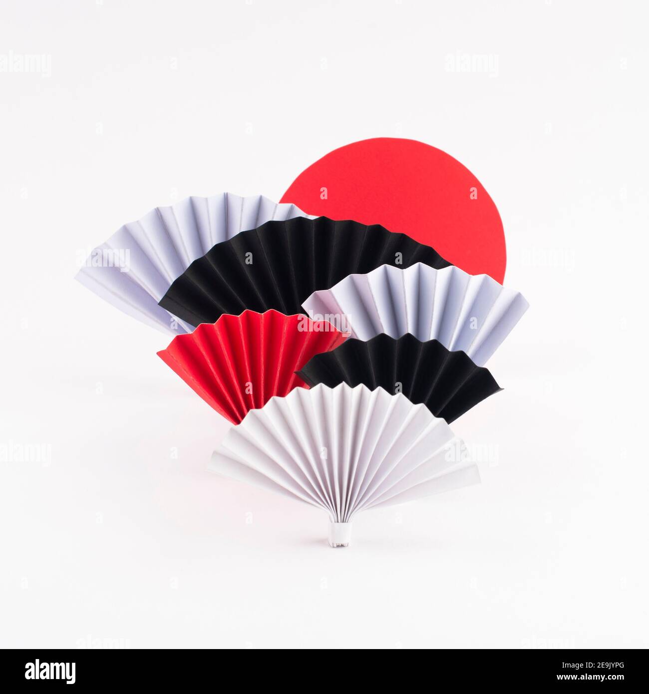 Origami paper fans on white background. Paper design for Japan National