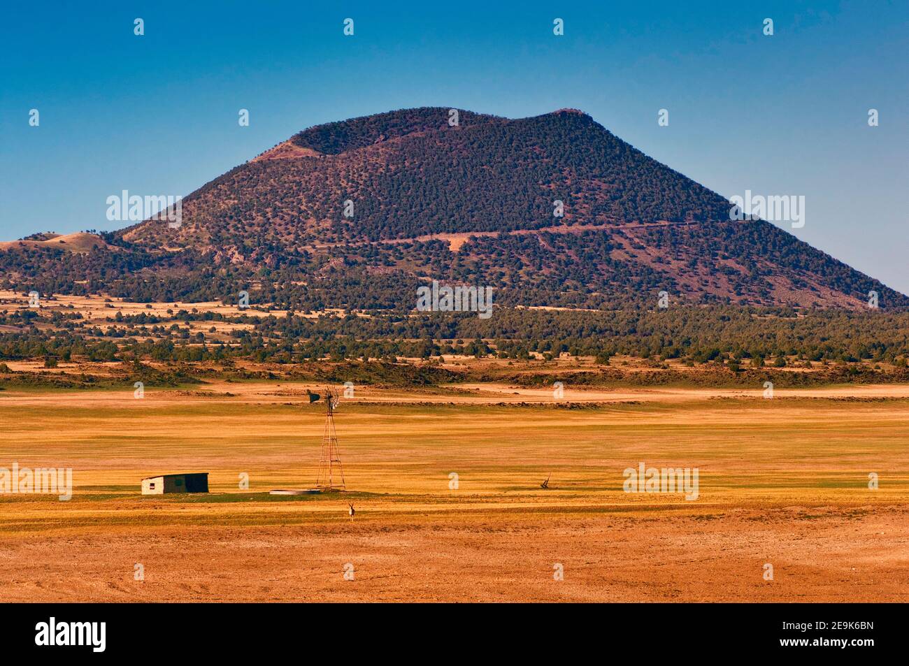 Distant view of crater, Capulin Volcano National Monument, New Mexico, USA Stock Photo