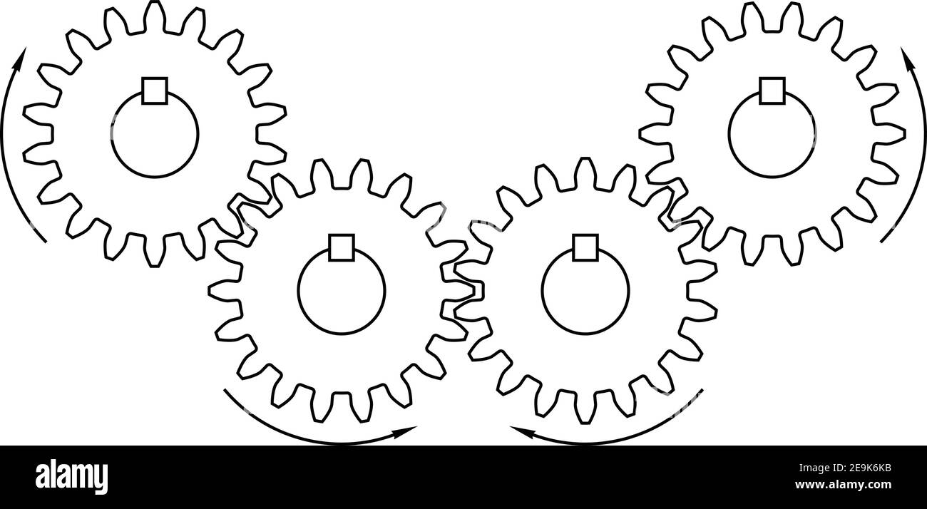 Gear drives. Mechanical transmission. Vector illustration Stock Vector