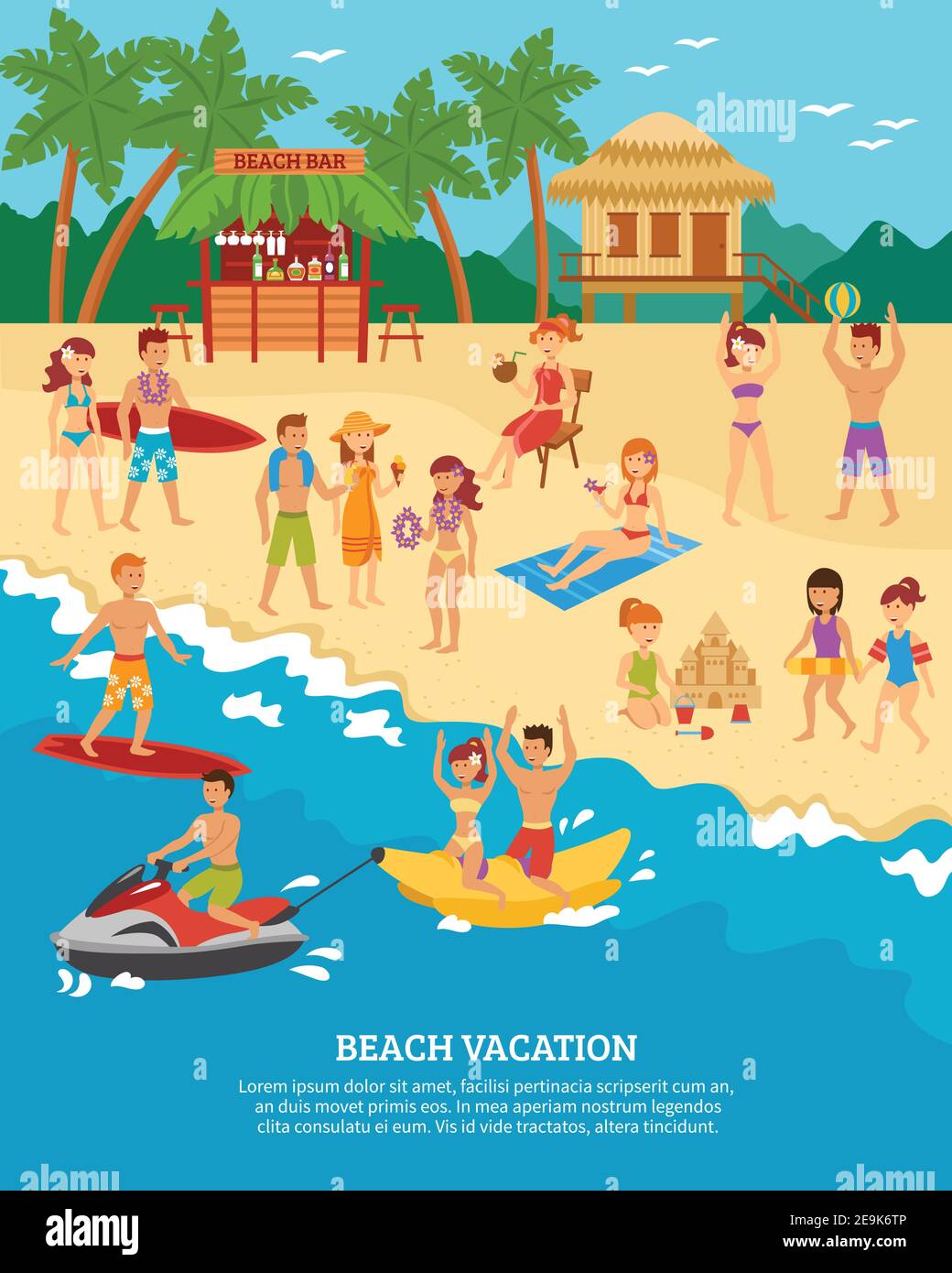 Family beach scene cover Stock Vector Images - Alamy