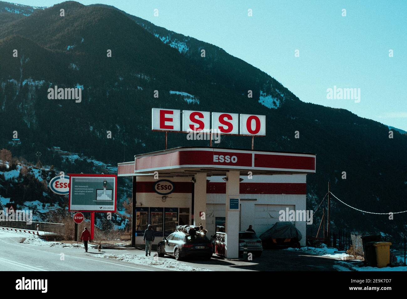 Landscape photography and esso fuel station Stock Photo
