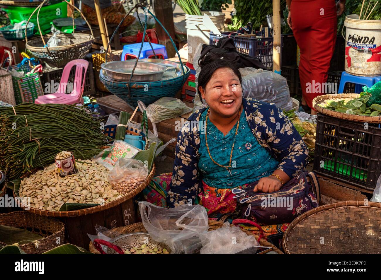 Sunday market in Myikyina in northern Myanmar. Stock Photo