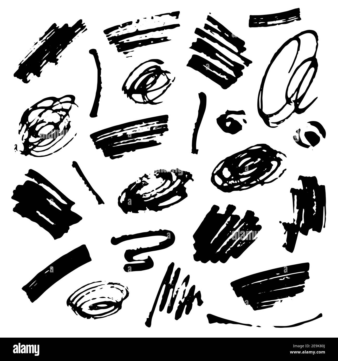 Black ink scribble vector on white background. Pen and marker marks for textured effect. Grunge brush for digital painting. Worn and used detail. Ink Stock Vector