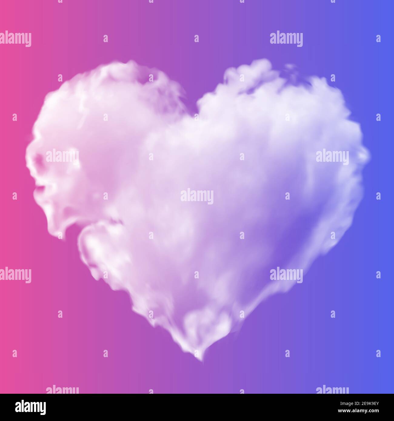 Heart shaped cloud in the blue sky. Valentine's day illustration Stock Vector