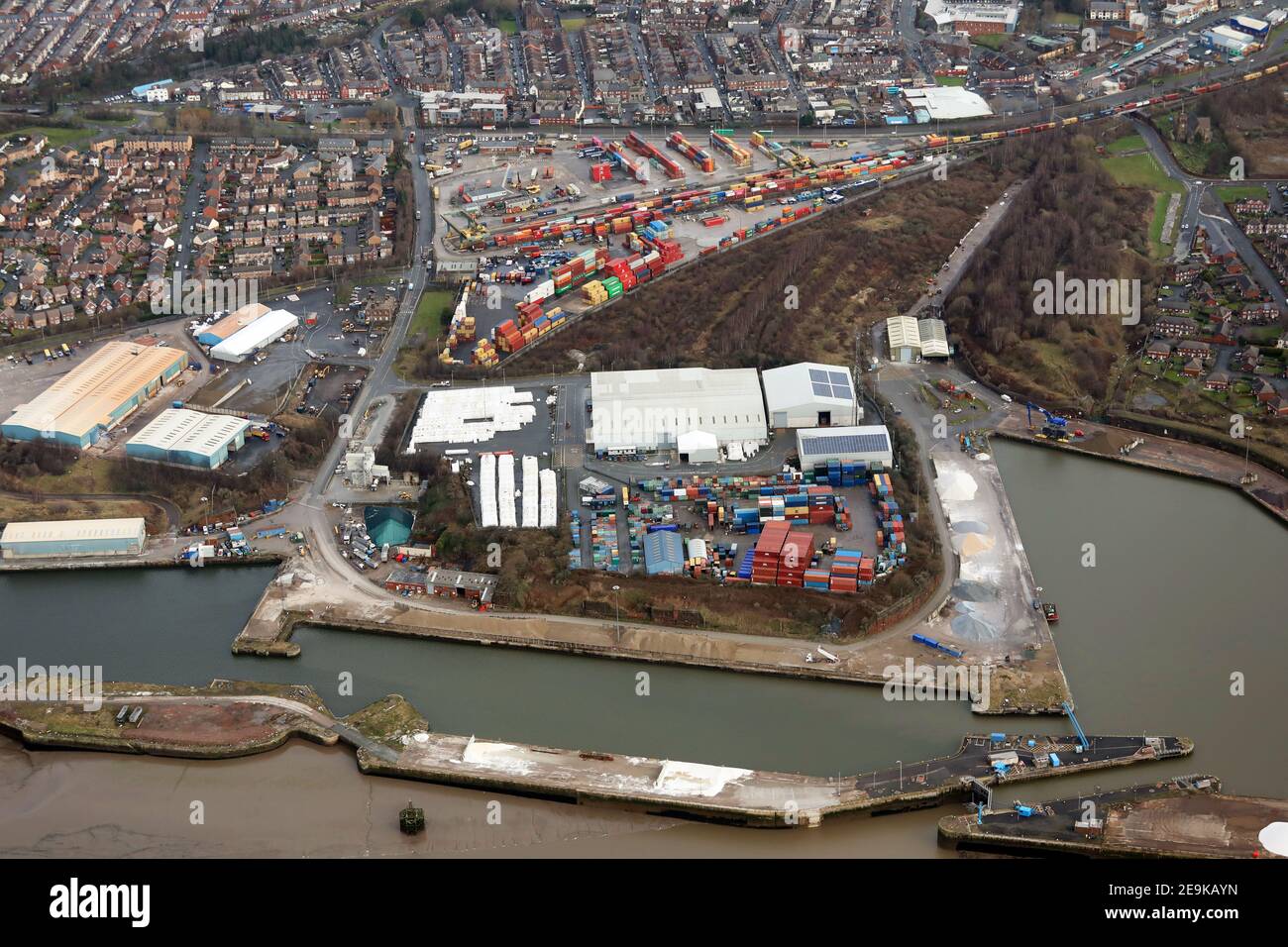 aerial view of Associated British Ports Garston Stock Photo