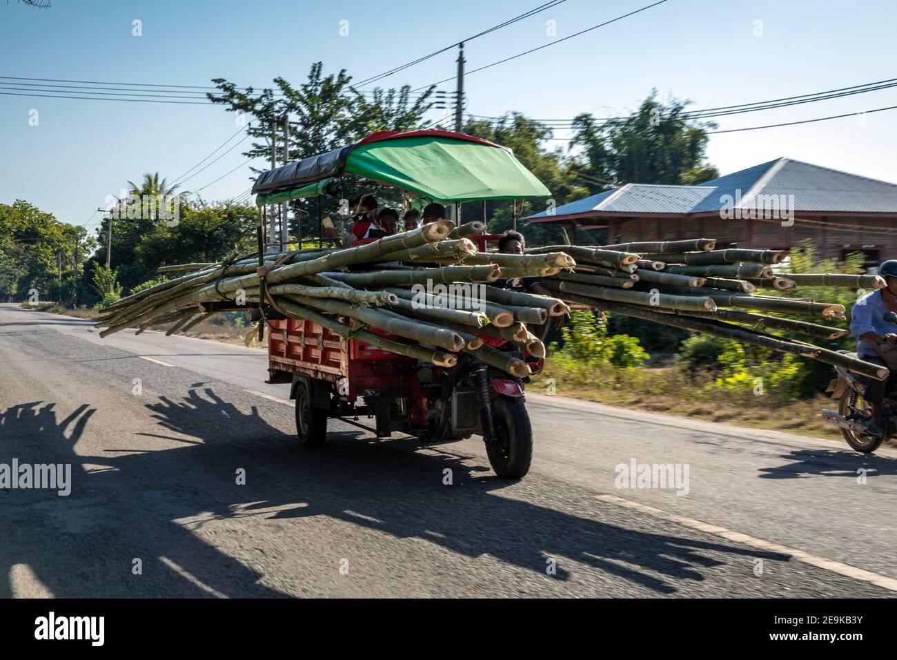 Transportation possibilities on the roads around Myikyina in northern Myanmar, where refugees have been living in IDP refugee camps for many years. Stock Photo