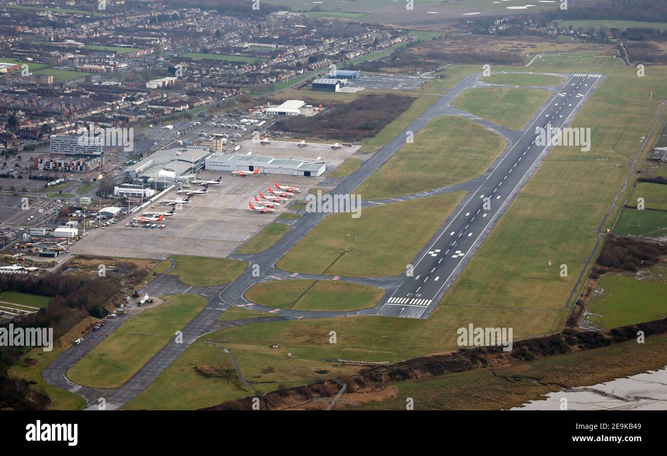 aerial view of Liverpool John Lennon Airport Stock Photo