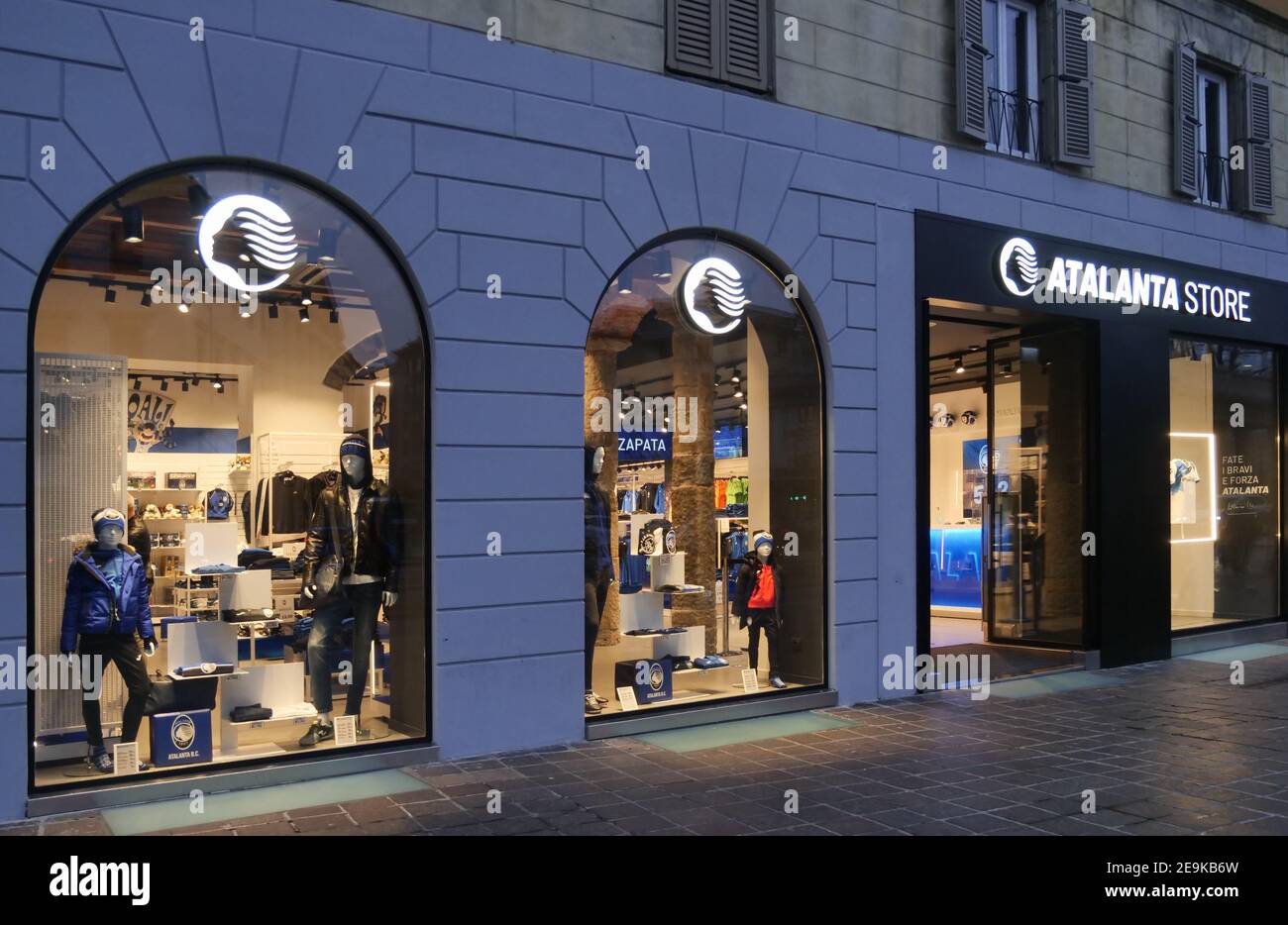 Atalanta Footbal Club Official Store In The Center Of Bergamo Lombardy Italy Stock Photo Alamy