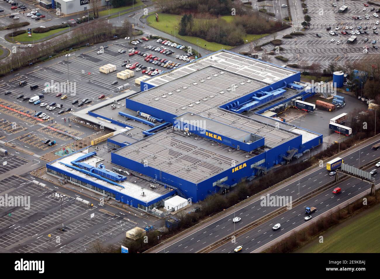 aerial view of IKEA Warrington Stock Photo