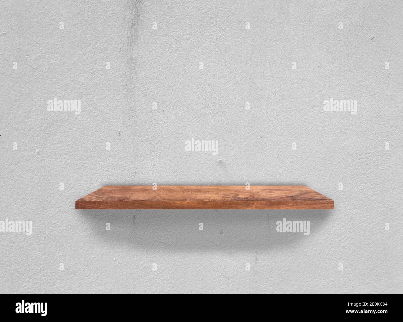 Wood shelves on concrete wall texture background with clipping path