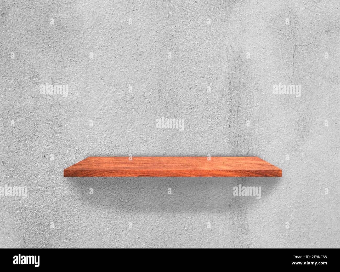 Wood shelves on concrete wall texture background with clipping path