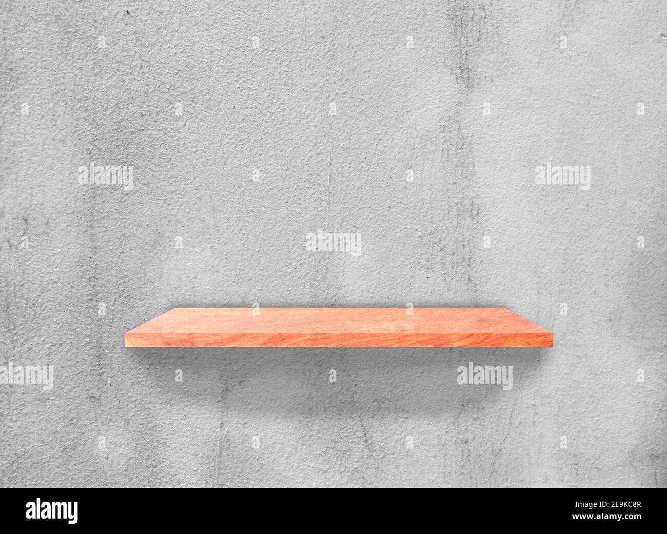 Wood shelves on concrete wall texture background with clipping path