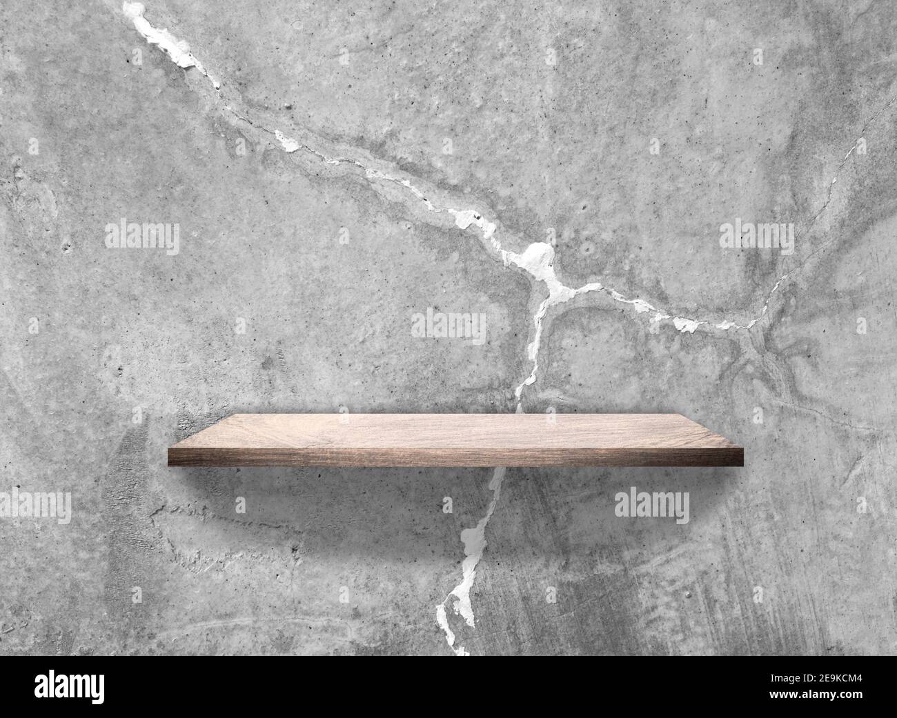 Wood shelves on concrete wall texture background with clipping path