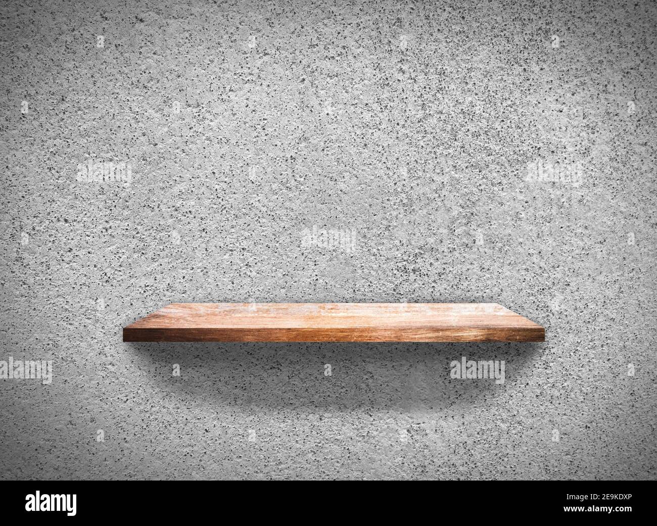 Hardwood shelves on concrete wall texture in minimal Style background