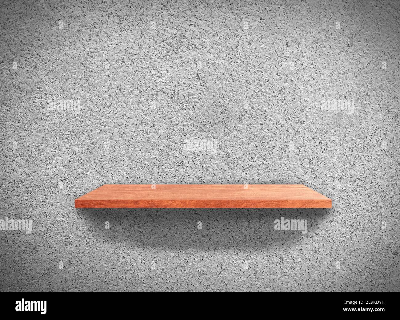 Hardwood shelves on concrete wall texture in minimal Style background
