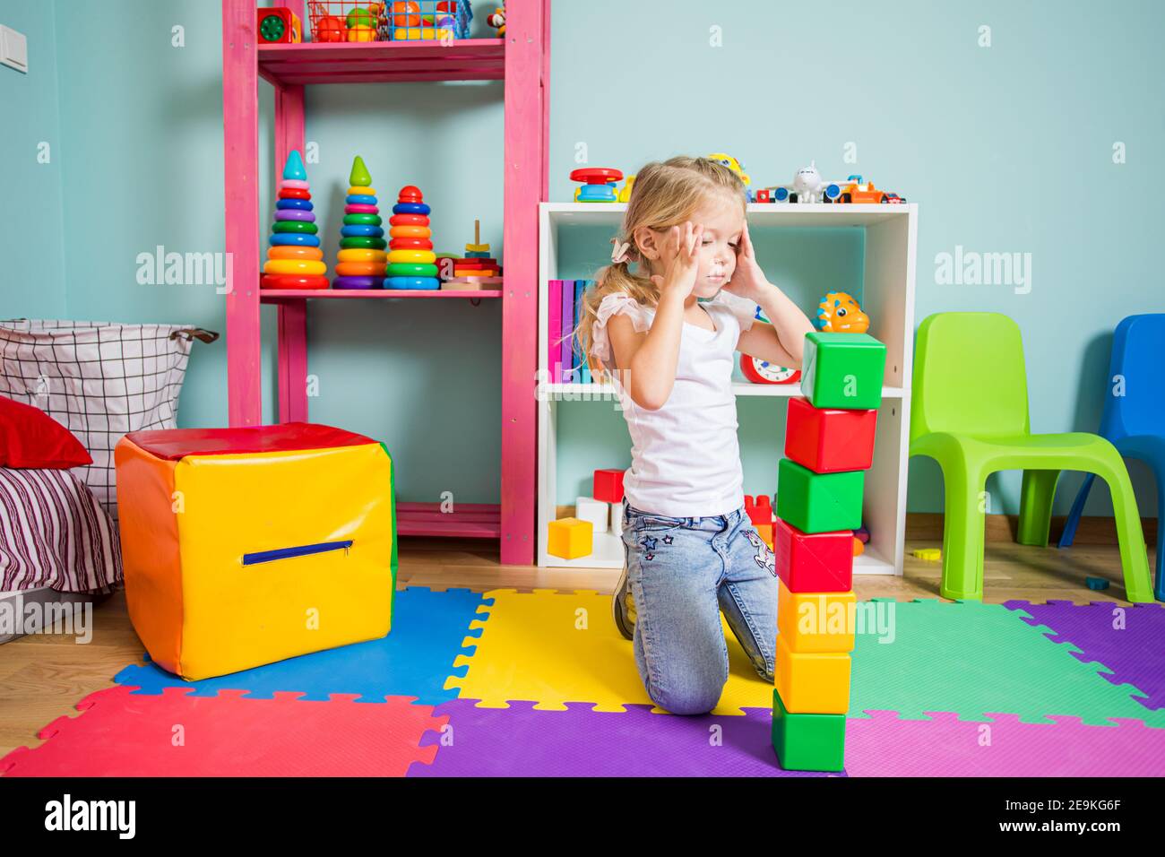 Kids learning to tame their emotions while frustrating situations Stock Photo