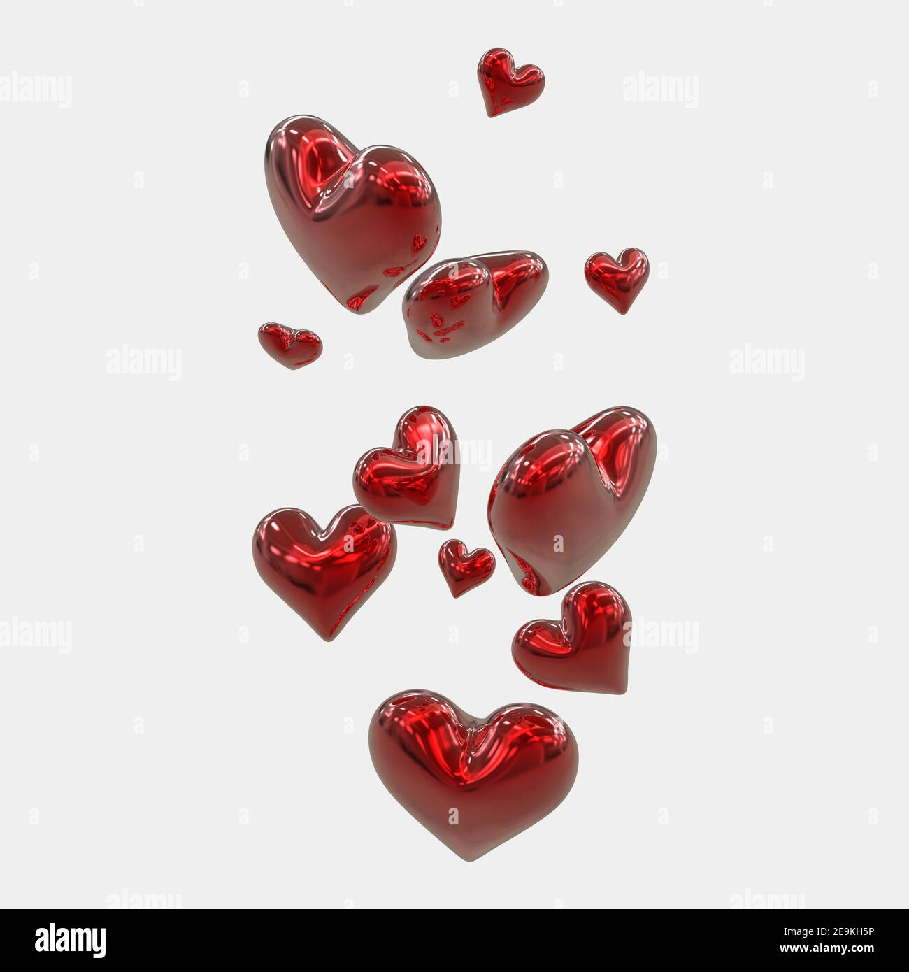 3D hearts arranged in cloud form. Useful for banners and photo manipulations. 3D rendering - Illustrator Stock Photo