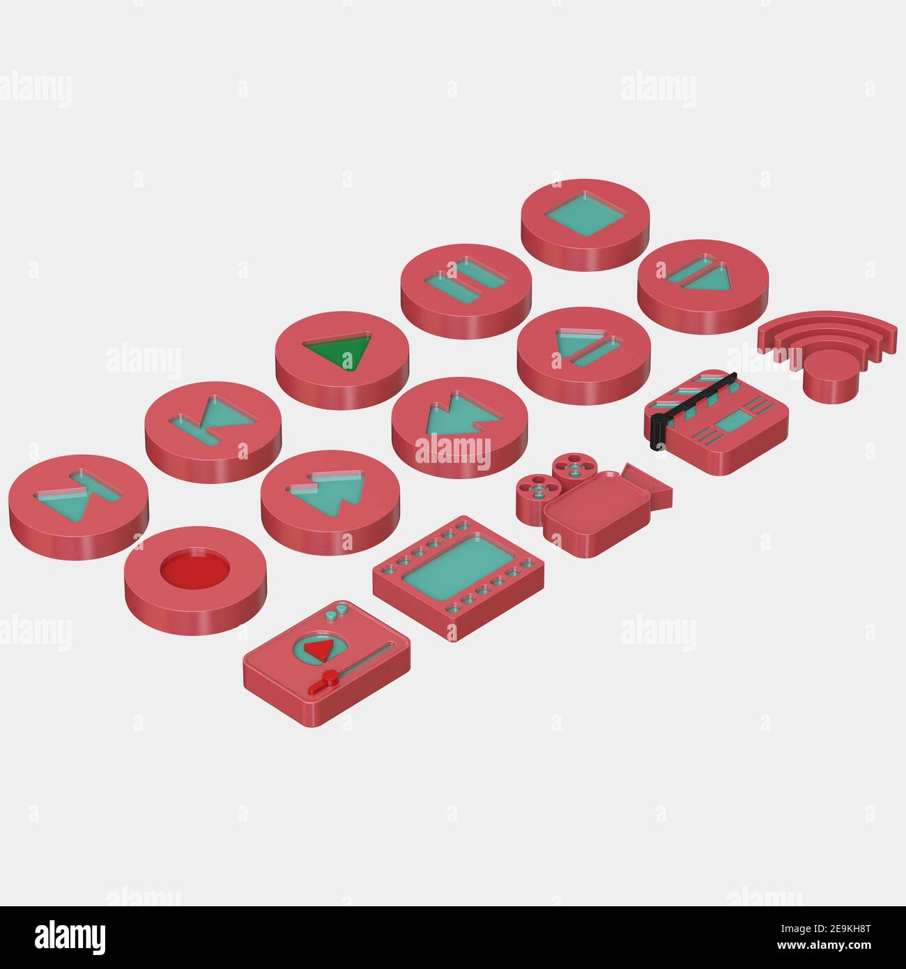 3D set of media icons .3D rendering isolated on grey background ...