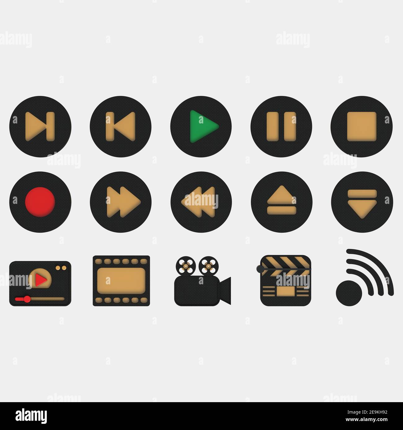 3D set of media icons .3D rendering isolated on grey background ...