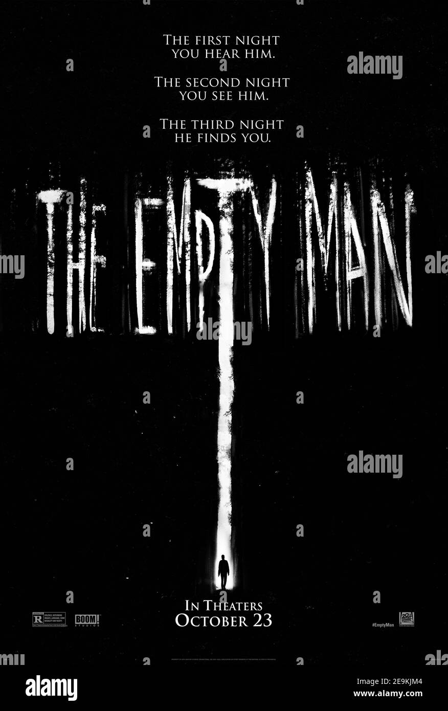 The Empty Man (2020) directed by David Prior and starring James Badge Dale, Marin Ireland and Sasha Frolova. On the trail of a missing girl, an ex-cop comes across a secretive group attempting to summon a terrifying supernatural entity. Stock Photo