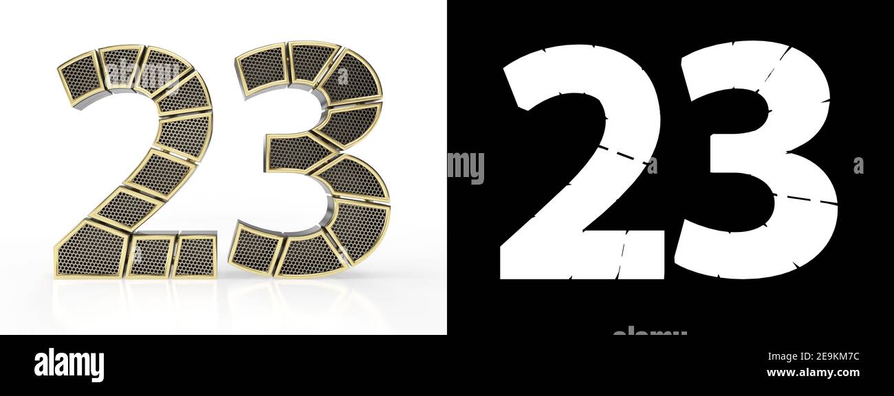 Gold Number Twenty Three Number 23 Cut Into Perforated Gold Segments Gold Number Twenty Three Number 23 Cut Into Perforated Gold Segments
