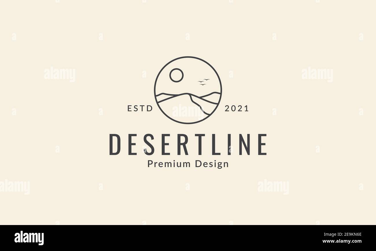 landscape desert with moon line logo vector icon symbol graphic design ...