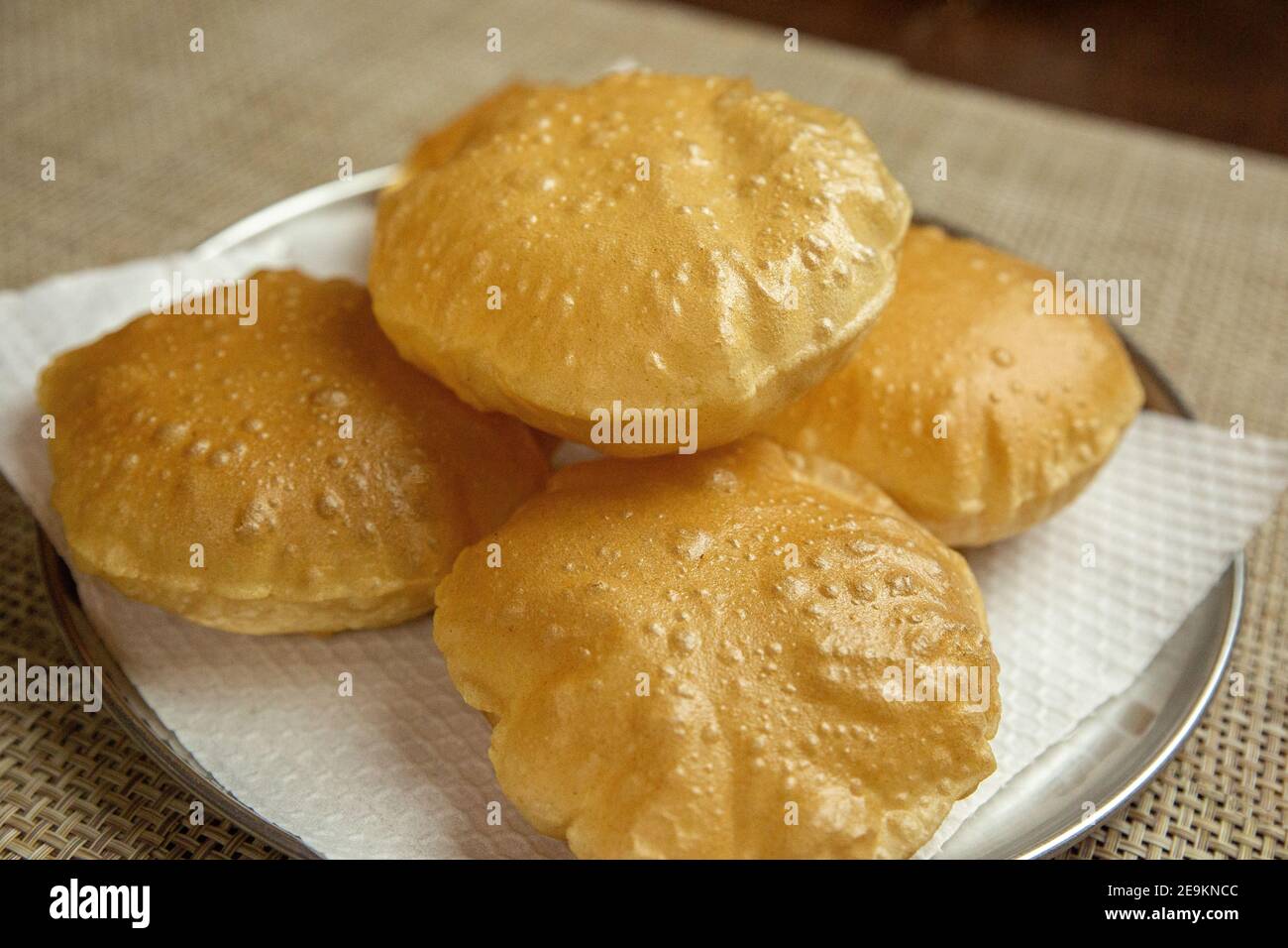 Puri Popular Indian Dish Puri Bread, Fried Bread,Poori Bhaji Stock