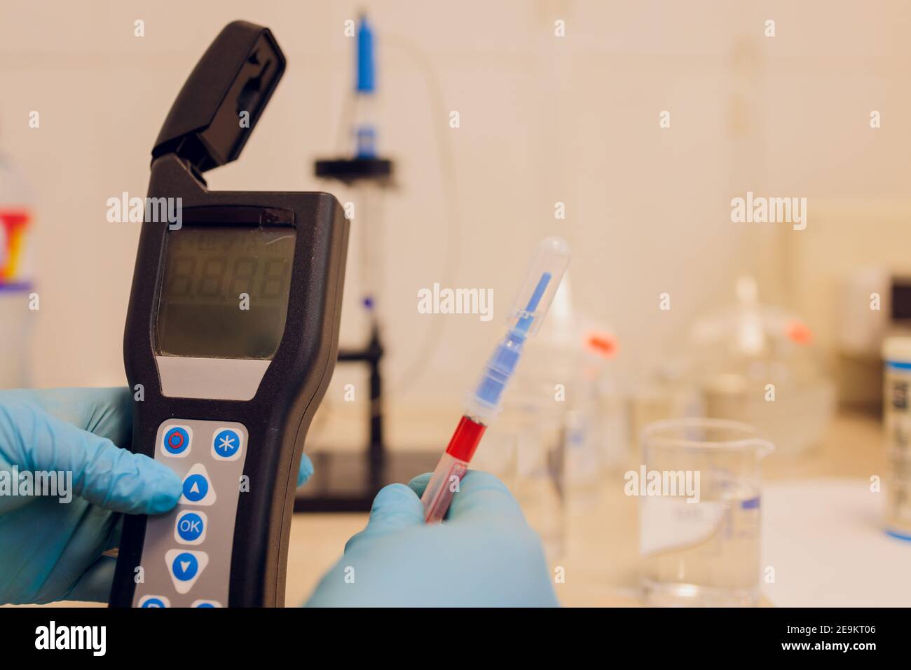 Electrode ph meter and pH meter for laboratory measurements. Water and