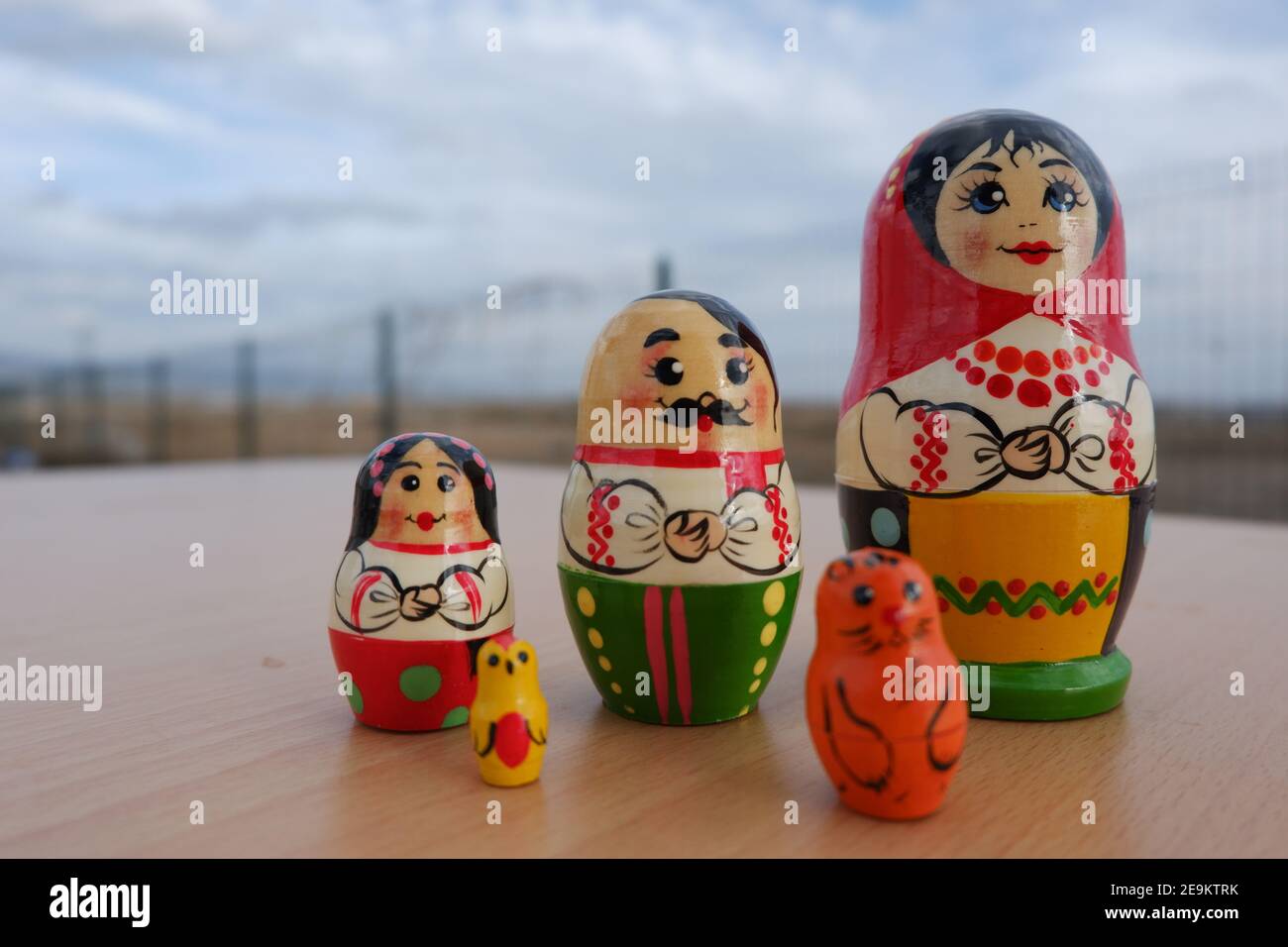 Traditional Matryoshka Doll Family Outdoor Stock Photo
