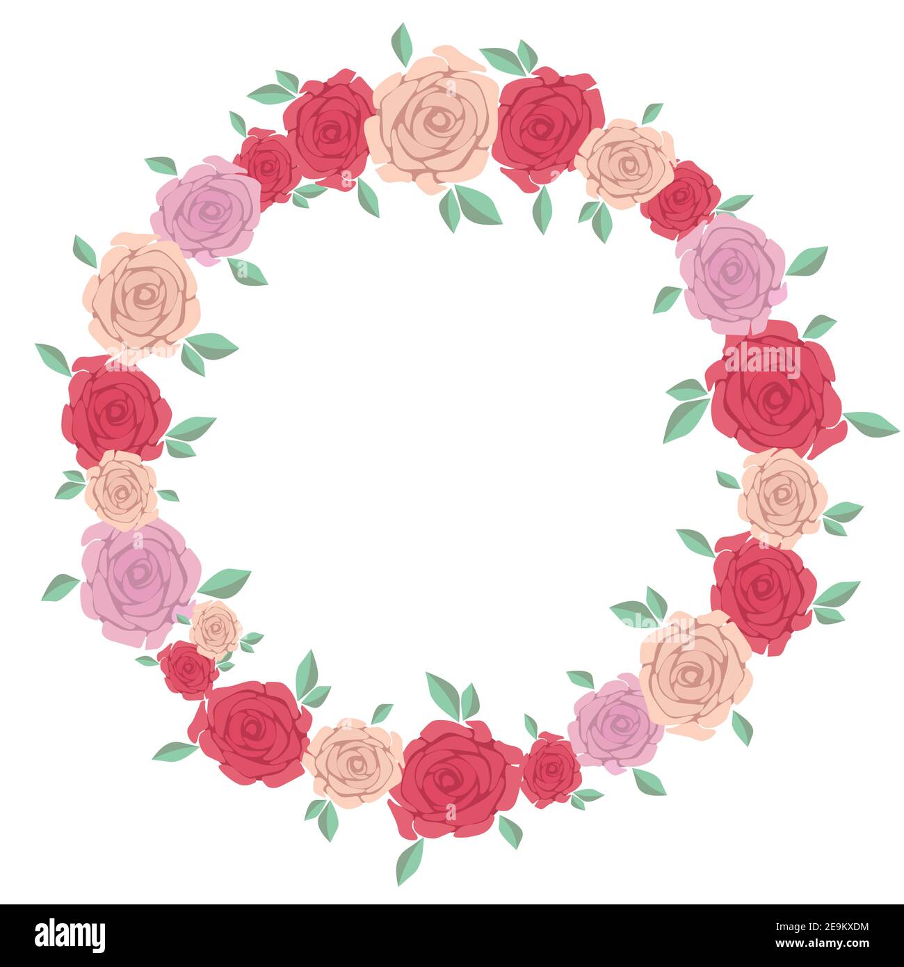 Round Roses Flower Frame Flowers round frame with colorful roses. Vintage vector wreath is ...