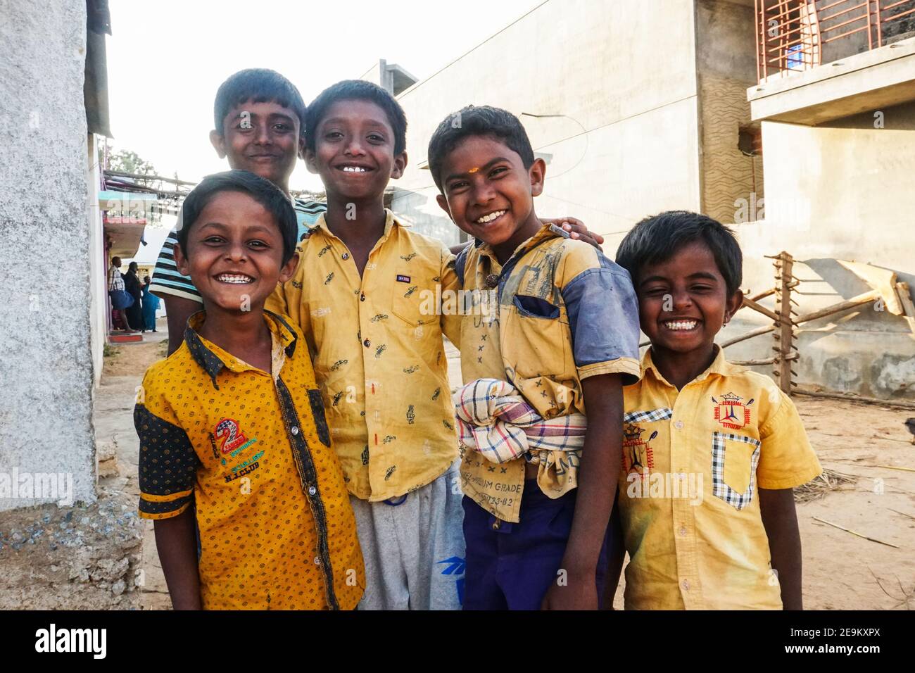 Chintamani, Karnataka, India - February  4, 2021 : Group of Indian kids Stock Photo