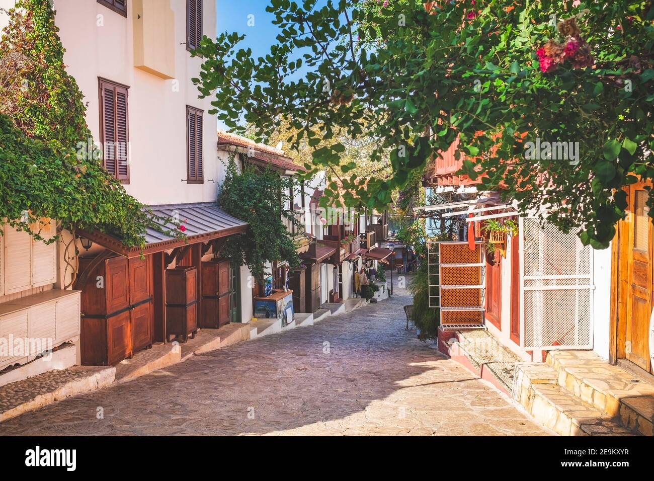 Cozy street in Kas Town of Turkey Stock Photo