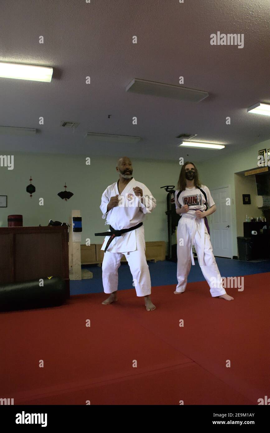 This action photo is of my son and his classmates in a Karate class
