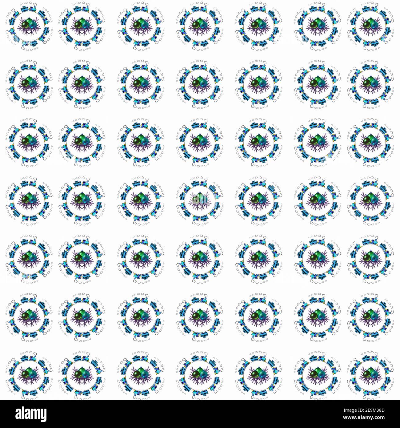 Illustration of a seamless pattern of Christmas ornaments in round ...