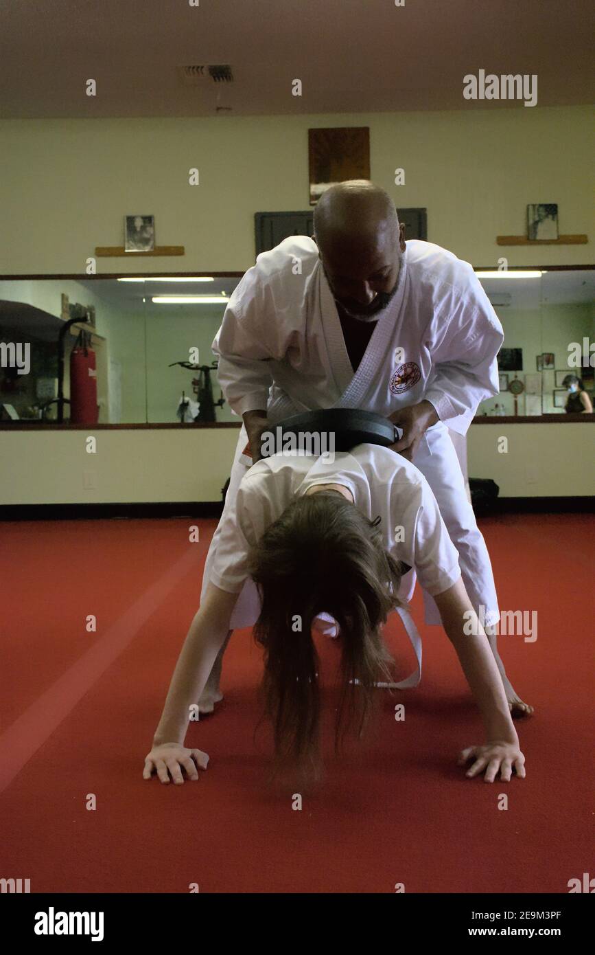 This action photo is of my son and his classmates in a Karate class