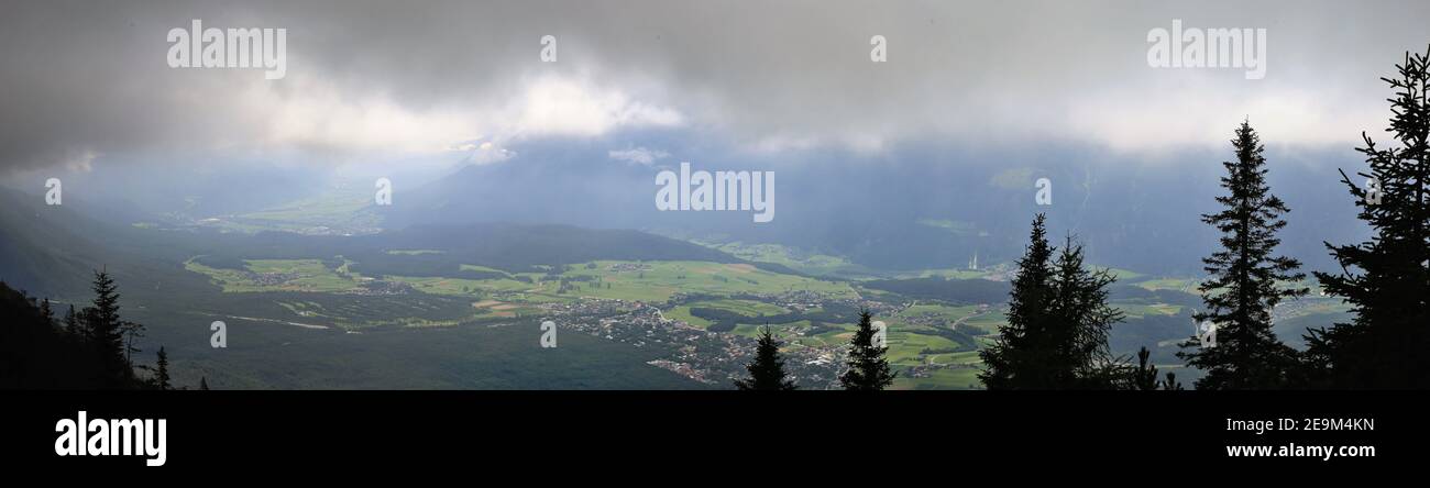 Alpine panorama upper Inn valley near Obsteig, Tyrol Stock Photo