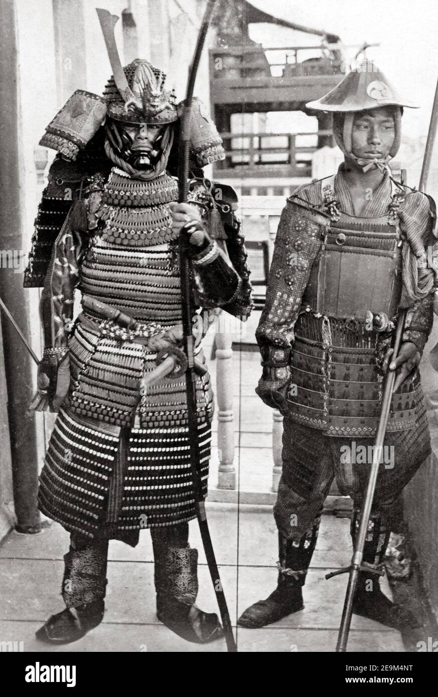 Late 19th century photograph - Japanese soldiers in armour, c.1870's Japan Stock Photo