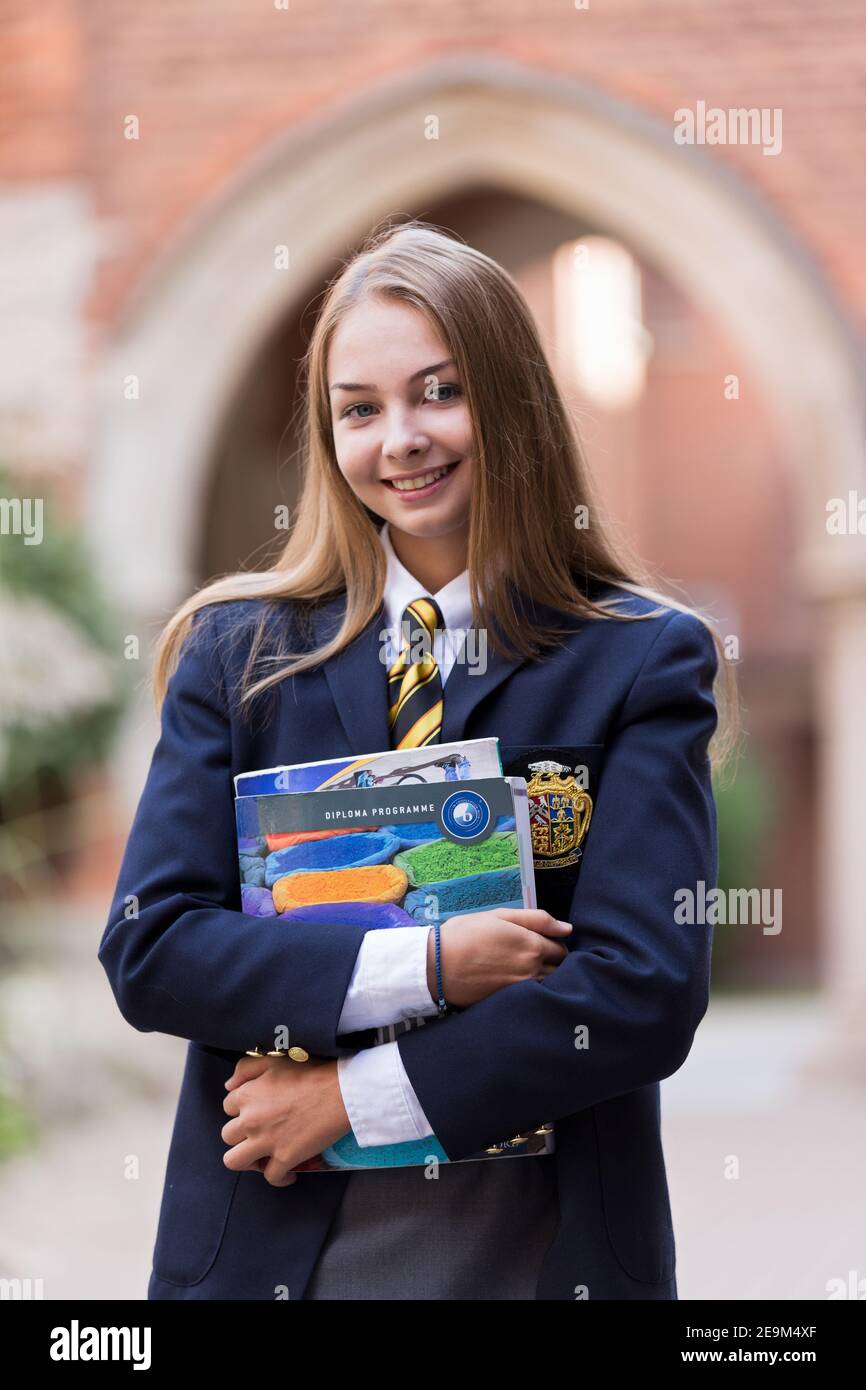 female teenage student in a private school uniform Stock Photo